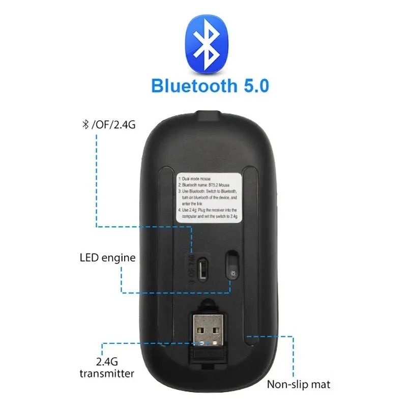 Wireless RGB Rechargeable Bluetooth Mouse