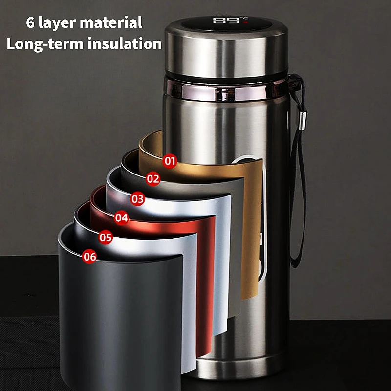 Stainless Steel Thermos Bottle, LED Temperature Display, Vacuum Flask Portable Cups