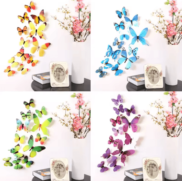 3D Butterfly Wall Stickers Set – Elegant PVC Butterfly Wall Decals for Stylish Home Decor