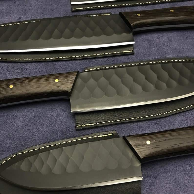 Carbon steel Chef Set Of 5 Pieces ,Custom Handmade Chef Set , Handmade Damascus Chef Set , Personalized Gift