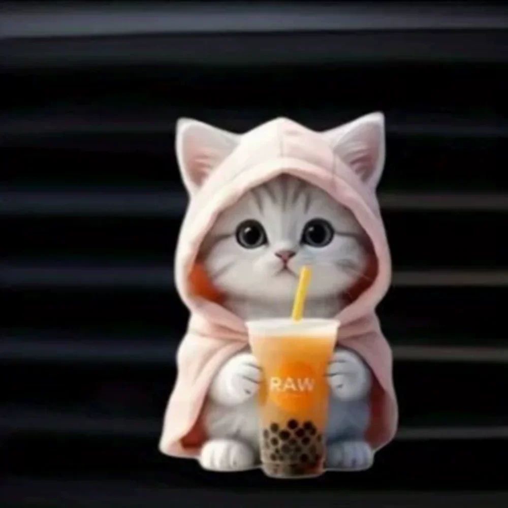 Cute Cat Car Air Freshener Vent Clip with Long Lasting Fragrance
