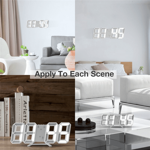 LED Big Wall Clock, USB Powered Digital Alarm, Snooze Function, Auto Brightness