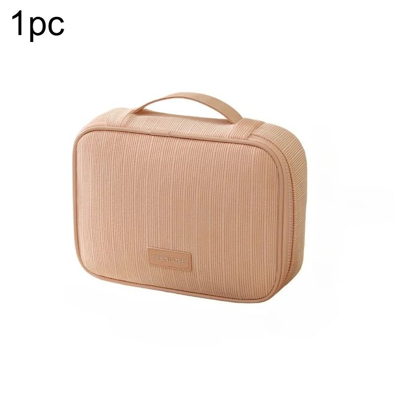 Large Capacity Corduroy Makeup Bag Travel Cosmetic Organizer Square Zipper Pouch