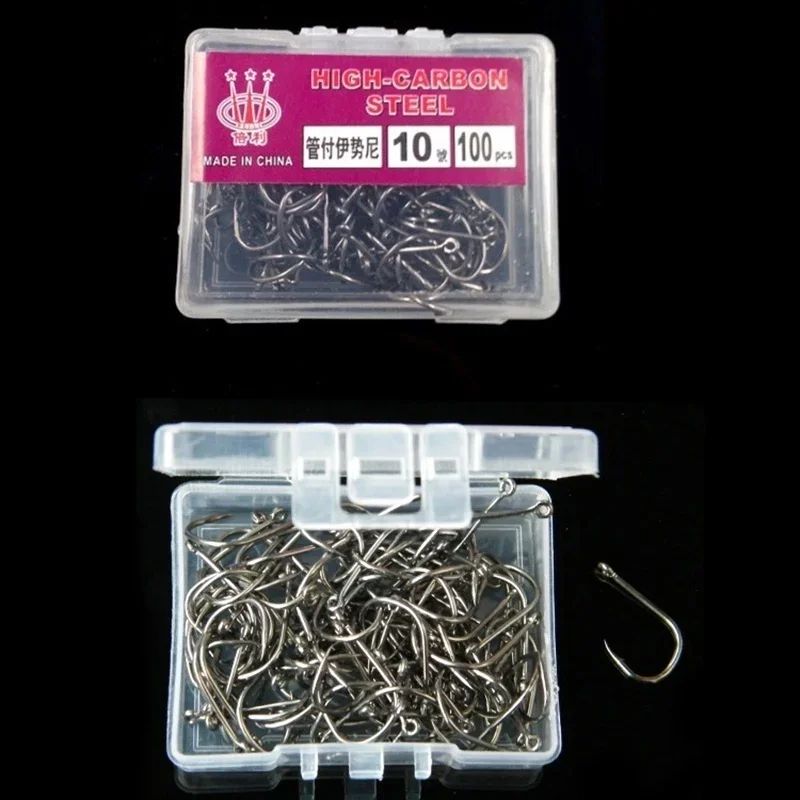 High Carbon Steel Fishing Hooks Set Barbed Circle Hooks 100pcs