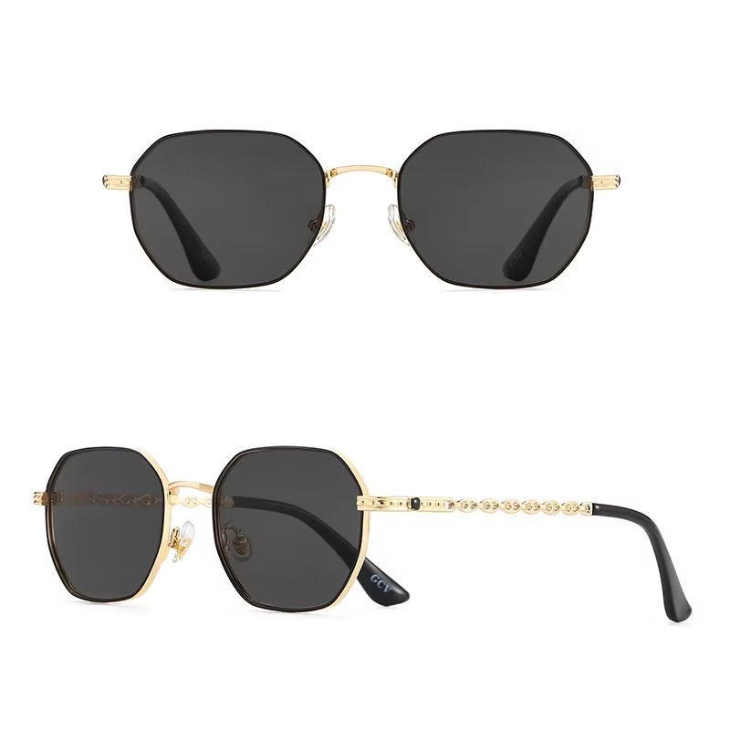 GCV Retro Women's Rectangular Metal Frame Sunglasses with Polaroid Lenses