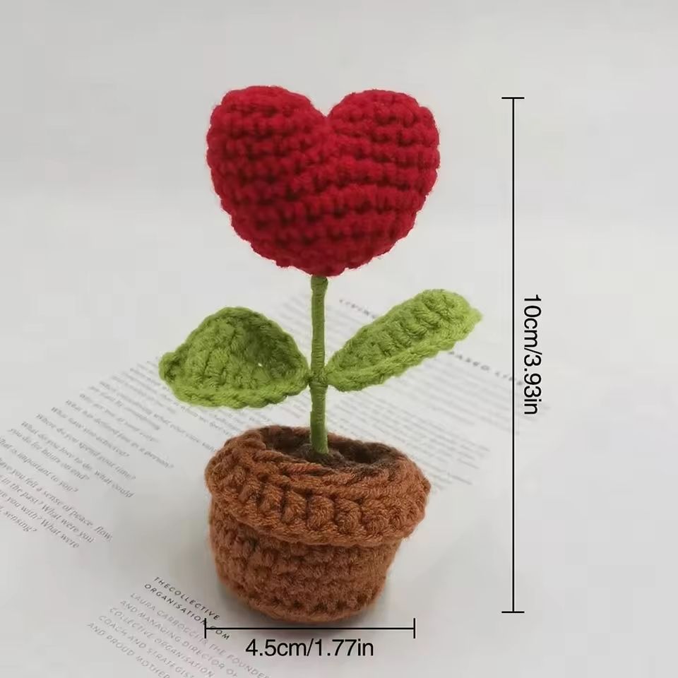 Crochet Style Artificial Potted Flower Mini Decorative Plant Ornament Gift