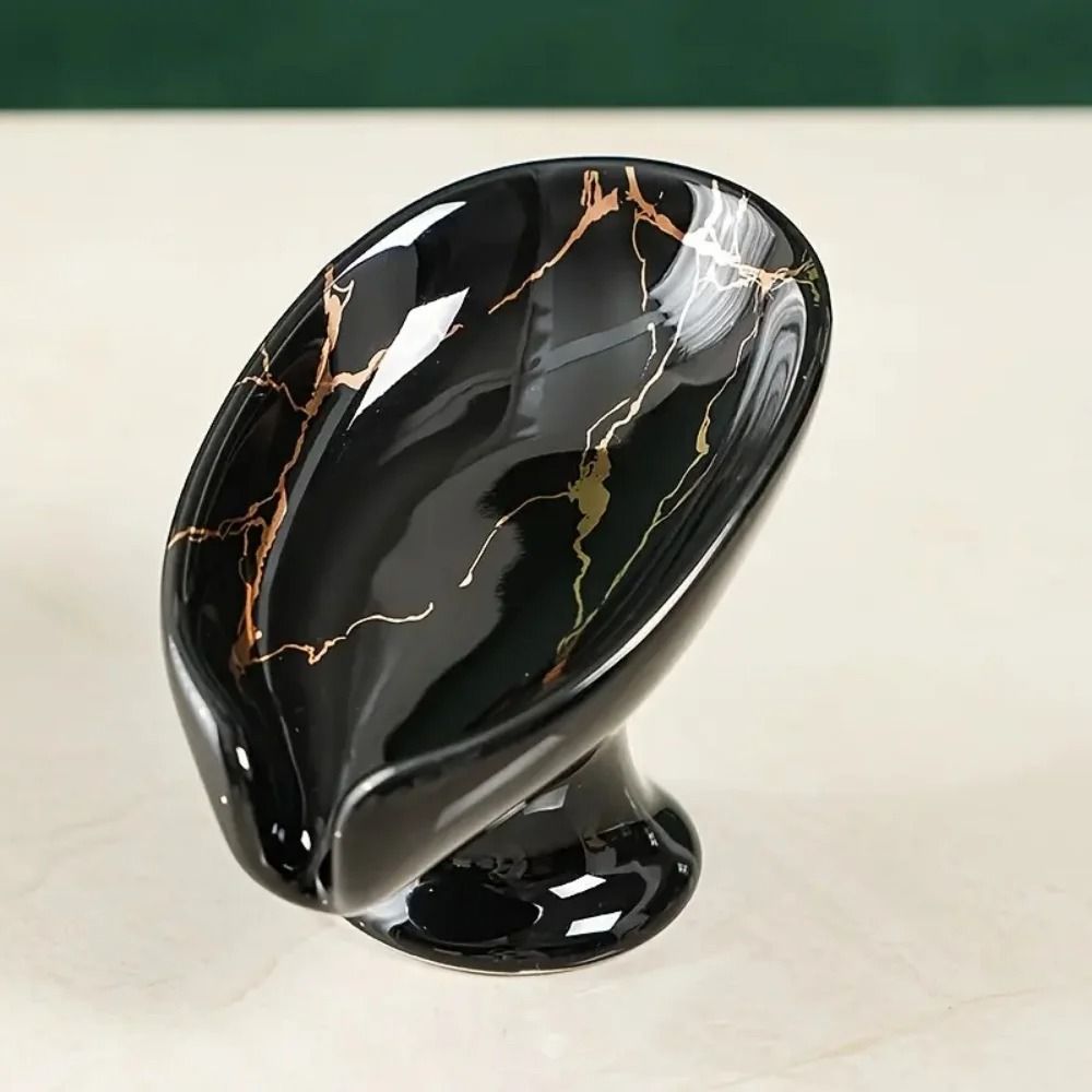 Premium Ceramic Leaf Shape Soap Holder – Elegant Bathroom & Kitchen Self-Draining Dish