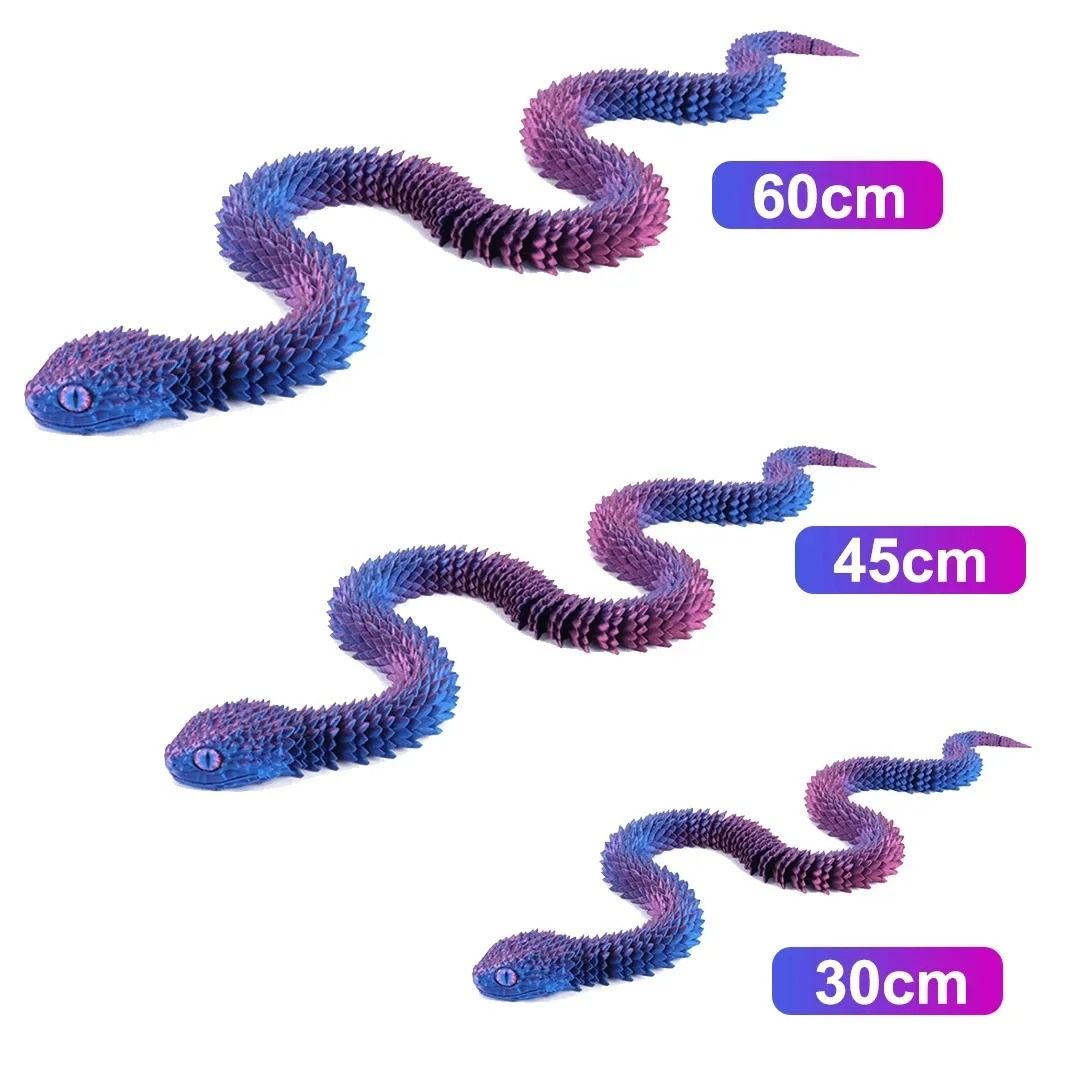 3D Printed Articulated Snake Figure Bush Viper Dragon Toy