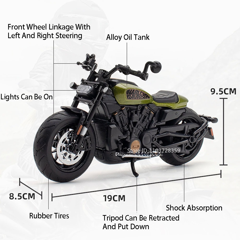 Alloy Diecast Motorcycle Model with Lights & Sound