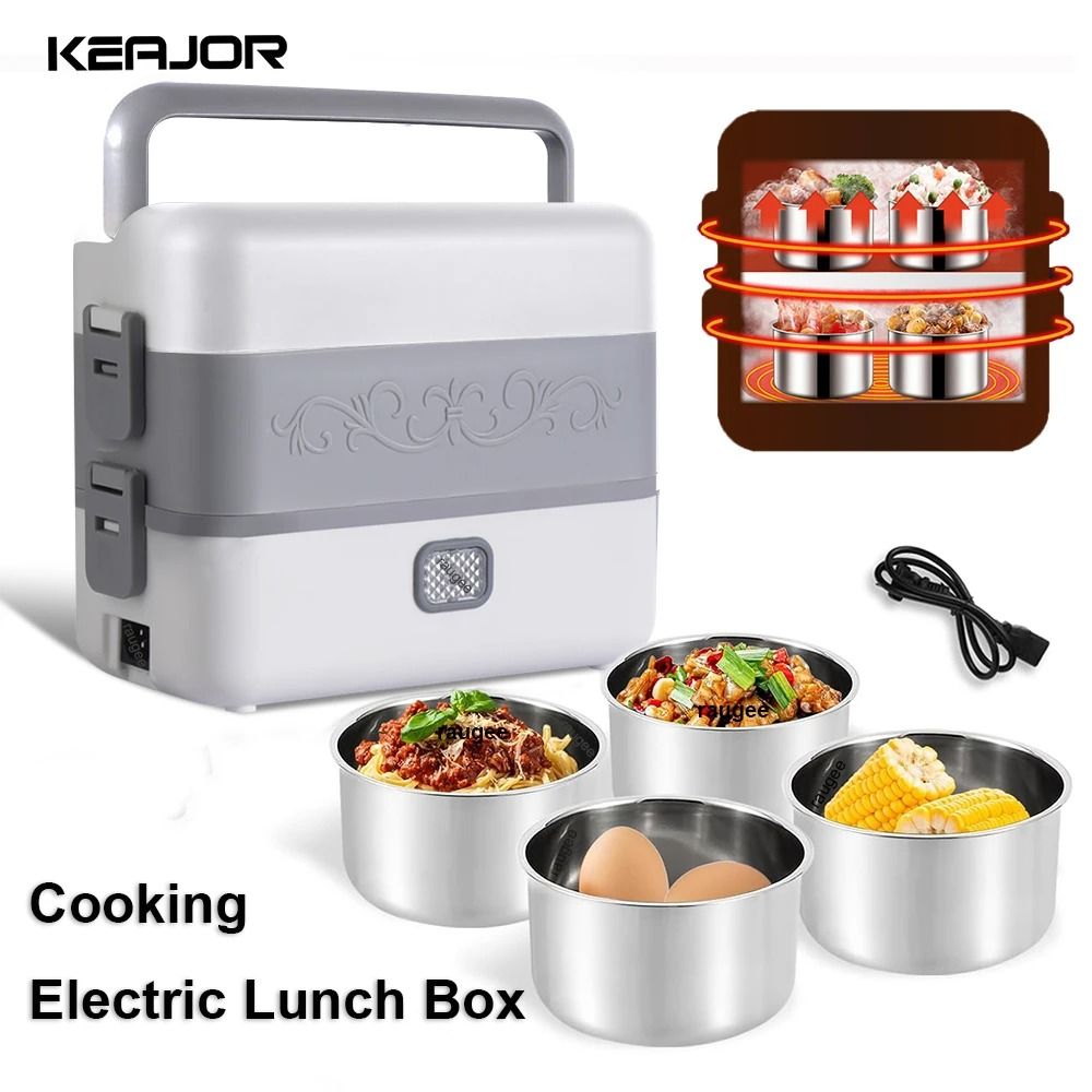 2.4 L Electric Lunch Box Portable Food Warmer and Steamer for Office and Dorm
