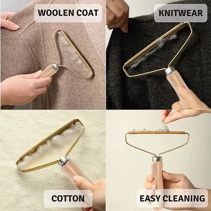 Premium Wooden Lint Remover & Fabric Hairball Remover – Gentle Clothes De-Piller Tool