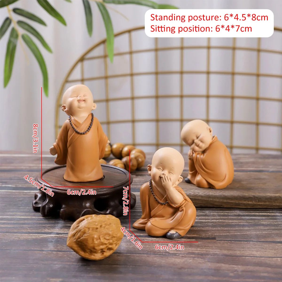 Cute Mini Monk Buddha Resin Figurine