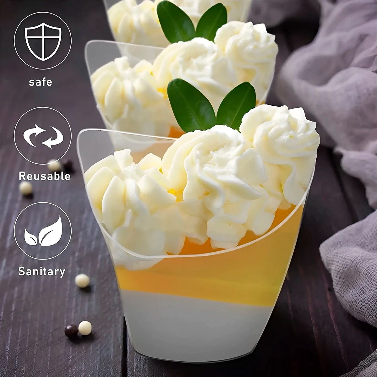 Clear Mini Dessert Cups with Spoons – Reusable Parfait & Appetizer Cups (50-Pack)