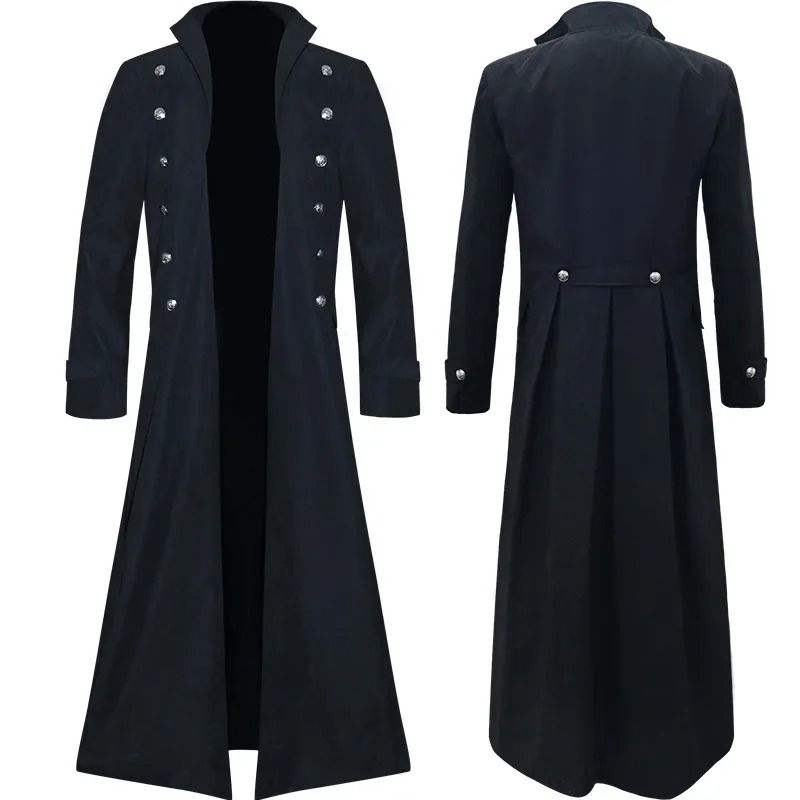 Mens Steampunk Gothic Victorian Long Trench Coat