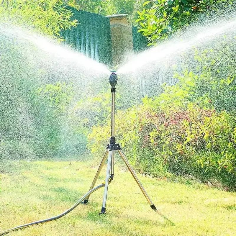 360° Automatic Rotating Garden Sprinkler with Adjustable Tripod – Stainless Steel Lawn & Irrigation Tool