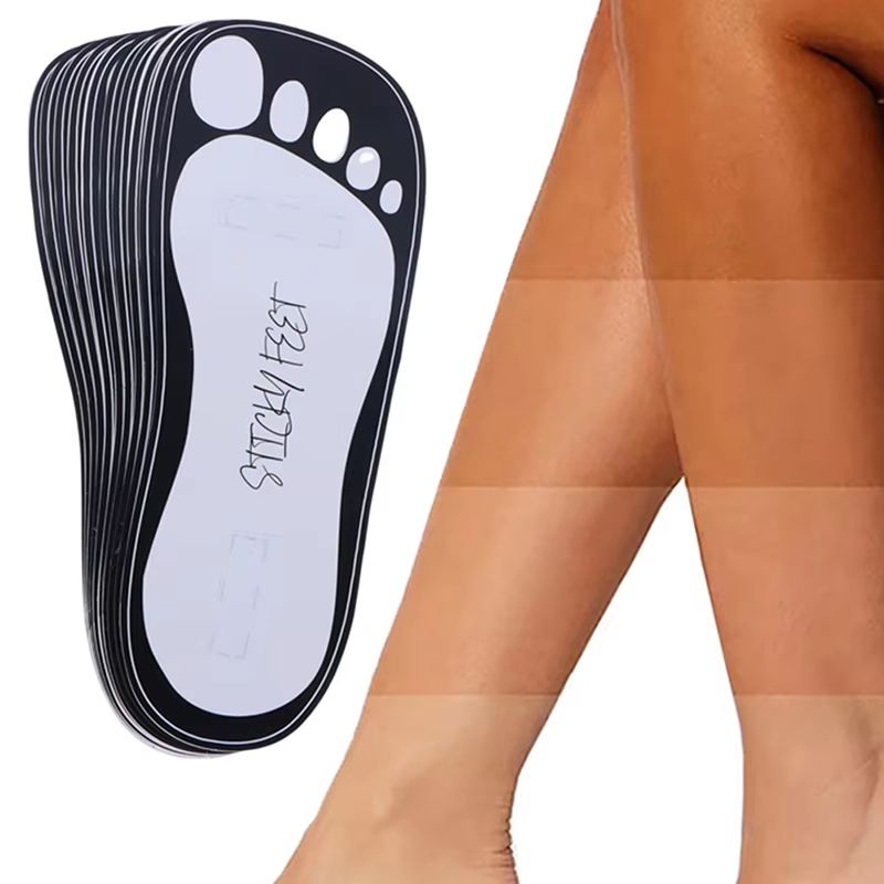 20 Piece Disposable Tanning Feet Pads Sticky Foot Protectors for Spray Tan and Self Tanning