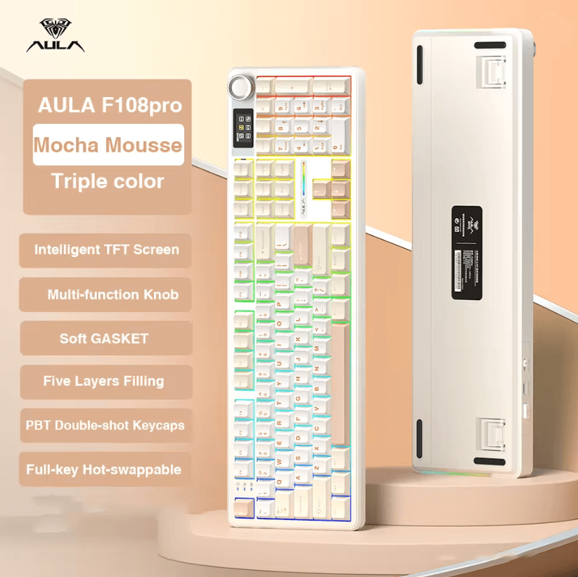 AULA F108 Pro Wireless Mechanical Keyboard with TFT Display