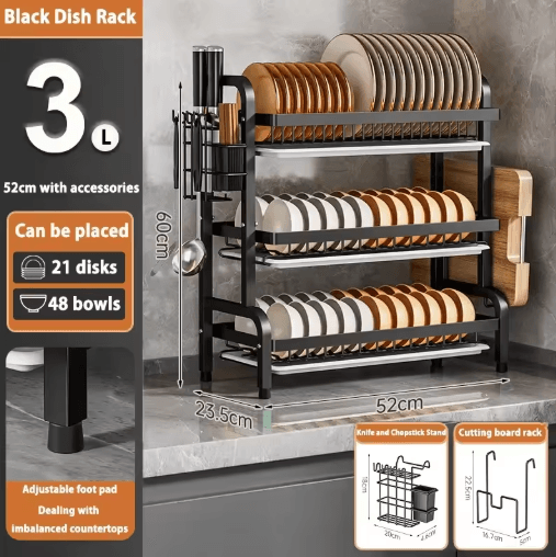 Multifunctional Multi Layer Dish Rack Portable Kitchen Countertop Storage & Drain Shelf