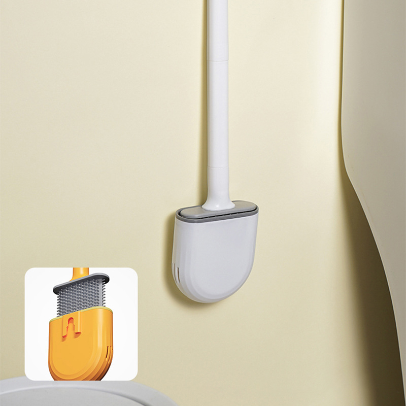 Wall Hanging Silicone Toilet Brush - Durable, Easy-to-Clean, Long Handle Bathroom Brush for Efficient Toilet Cleaning