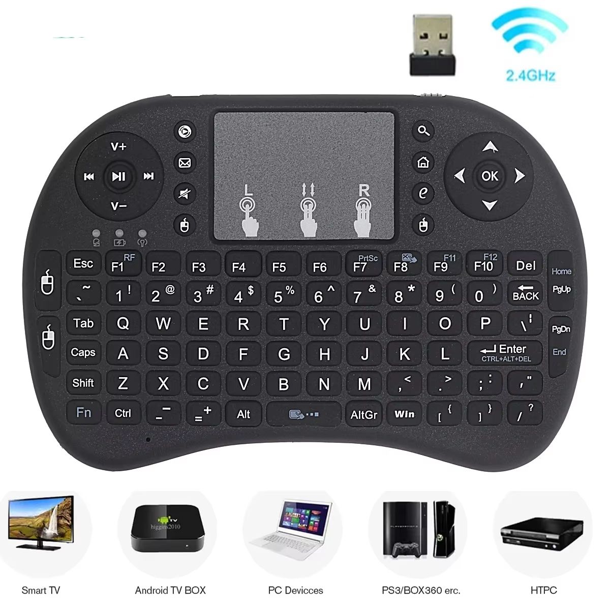 I8 Mini Wireless Keyboard with Air Mouse & Touchpad Remote for Android TV & PC
