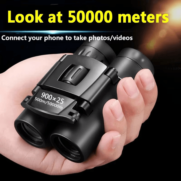 900x25 HD Zoom Binoculars Portable BAK4 Prism Binoculars Folding Long Range Outdoor Telescope for Camping Hunting Travel