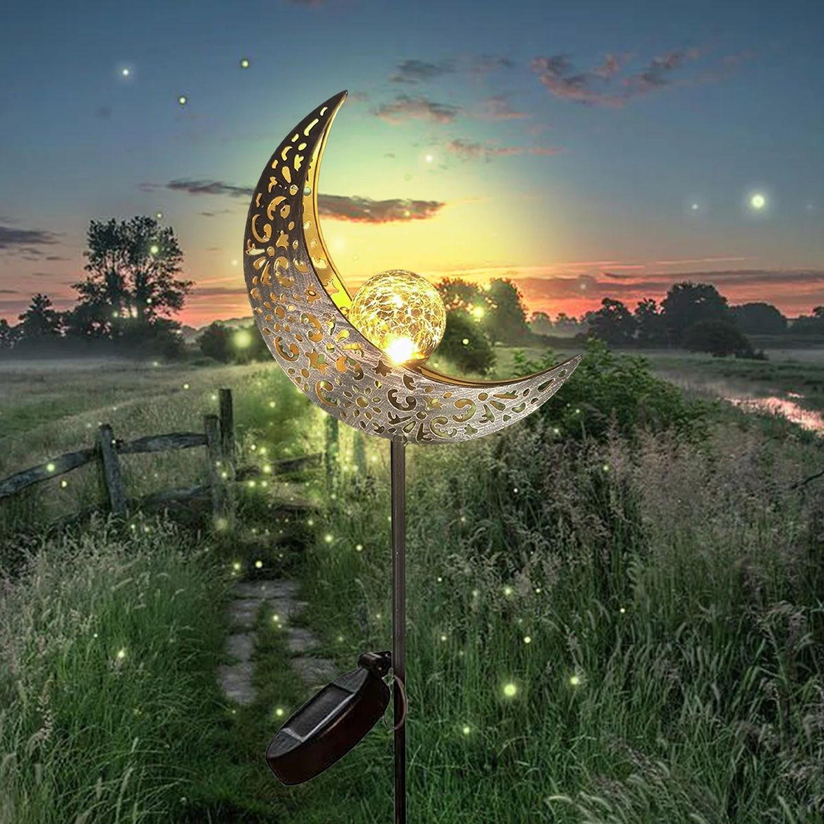 Moonlight Fairy Solar Garden Lights – Crackle Glass LED Stake for Magical Outdoor Decor