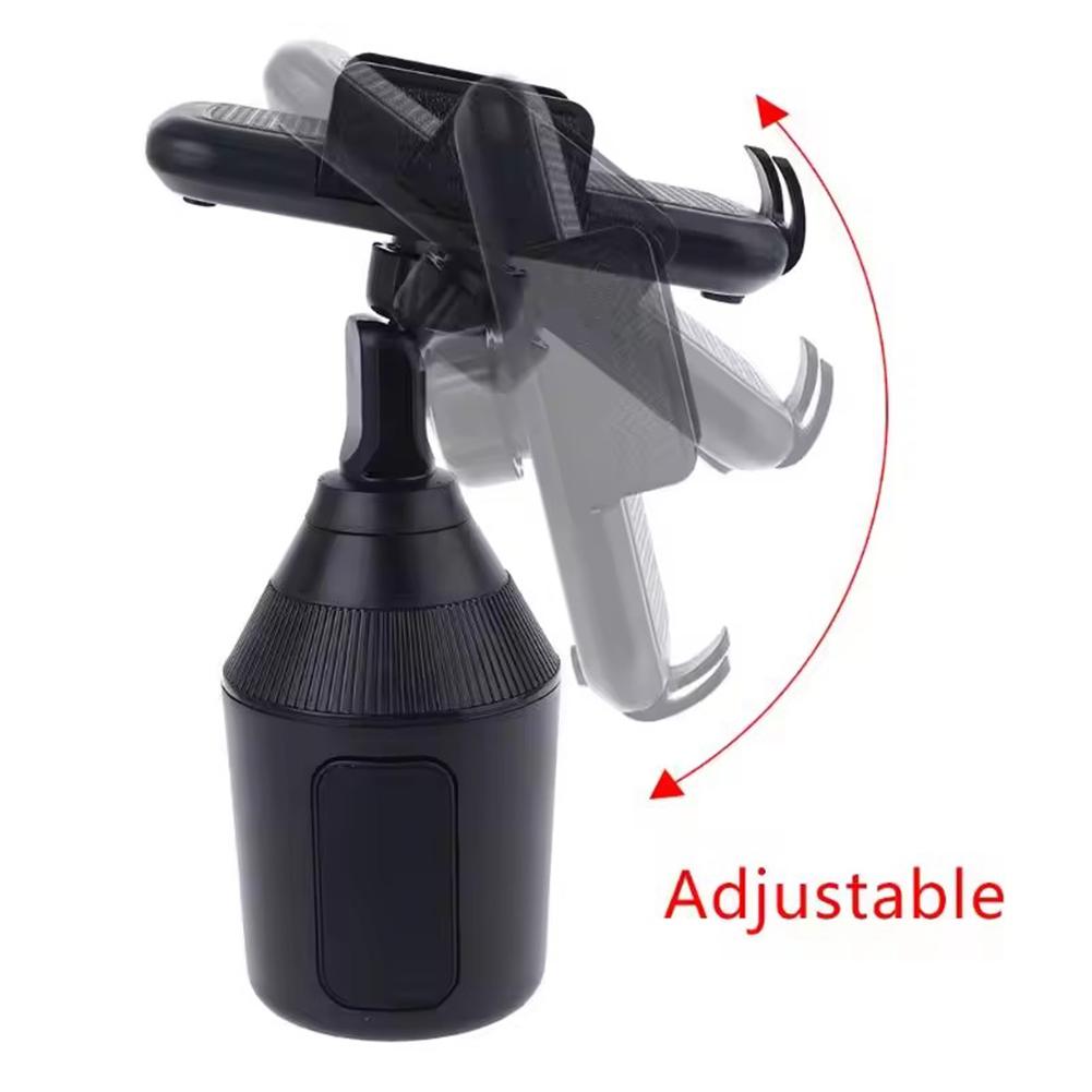 Universal Car Cup Holder Phone Mount with Rotating Stand and Adjustable Drink Holder
