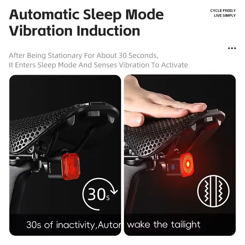 Bike Rear Light with Brake Sensing and Digital Power Display