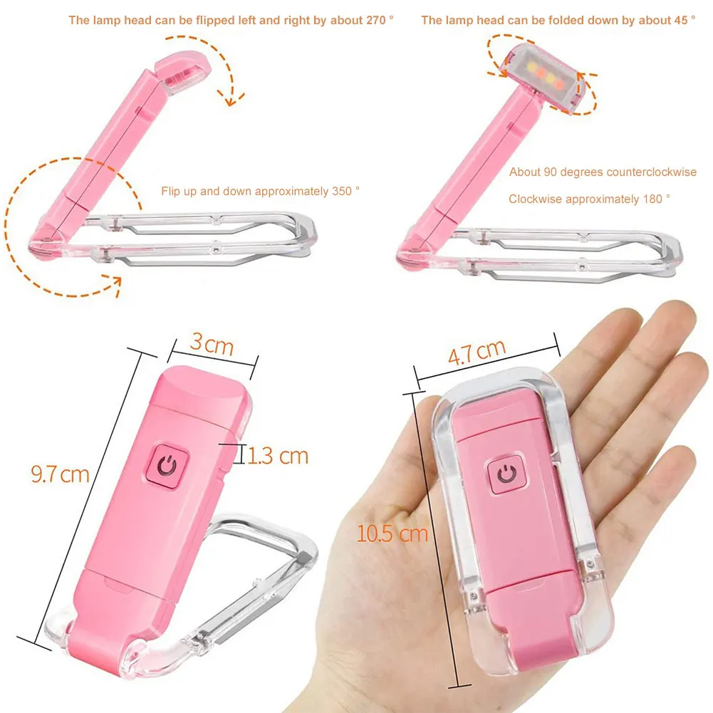 USB Rechargeable Book Light, LED Reading Light, Eye Protection, Portable Clip Desk Light, Bookmark Night Lamp