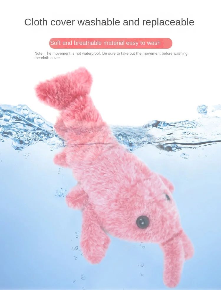 Electric Lobster Cat Toy USB Rechargeable Jumping Shrimp Plush Interactive Pet Toy