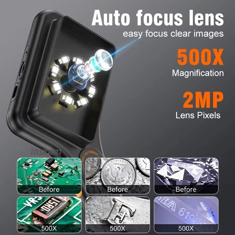 Digital Handheld Microscope with 3.0 in IPS Screen – 2MP Autofocus Coin & Video Magnifier – High-Precision 500x Discover