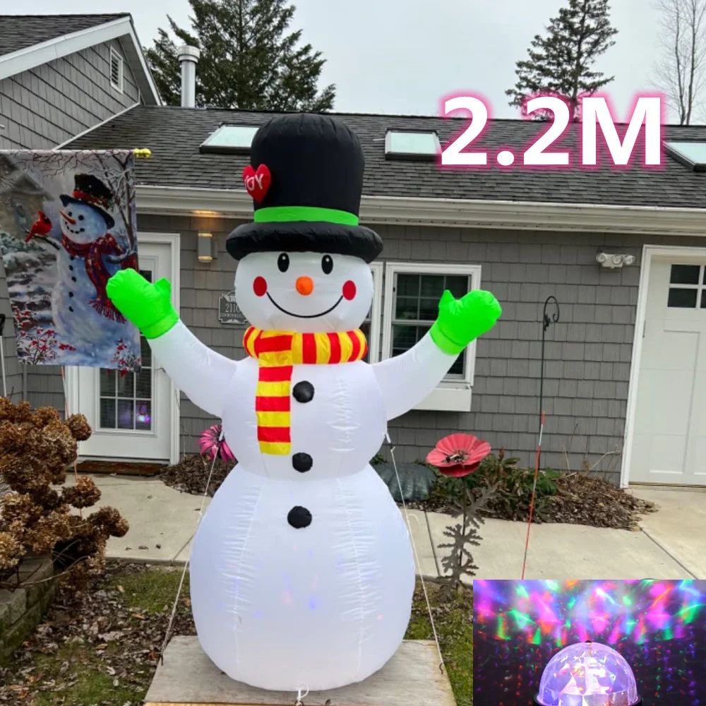 2.2M Inflatable Snowman Christmas Yard Decoration with Rotating LED