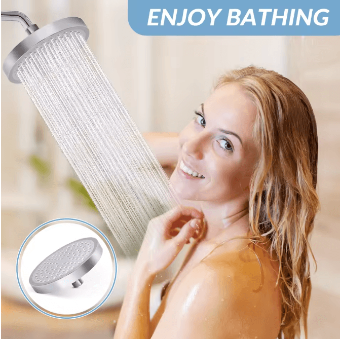 6-Inch High Pressure Stainless Steel Wall Mounted Rainfall Shower Head Adjustable Replacement