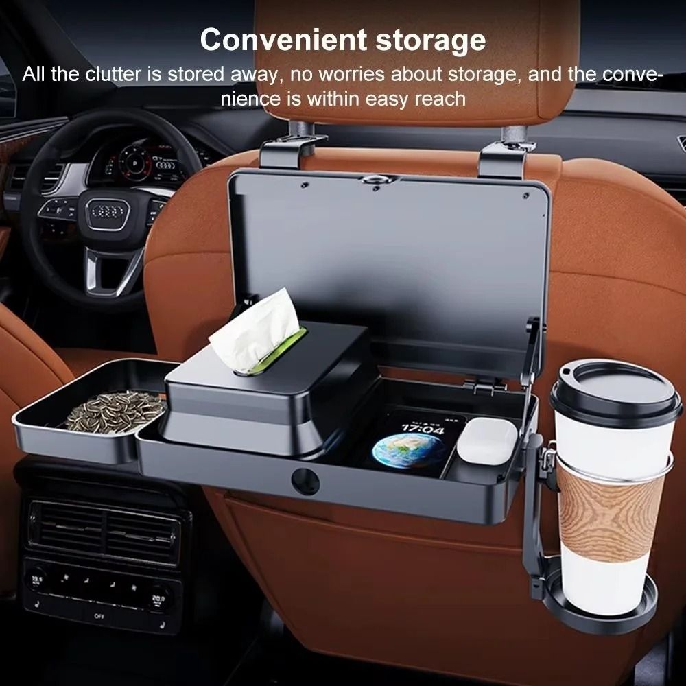 Multi-Function Foldable Car Back Seat Tray and Integrated Dining Infrastructure