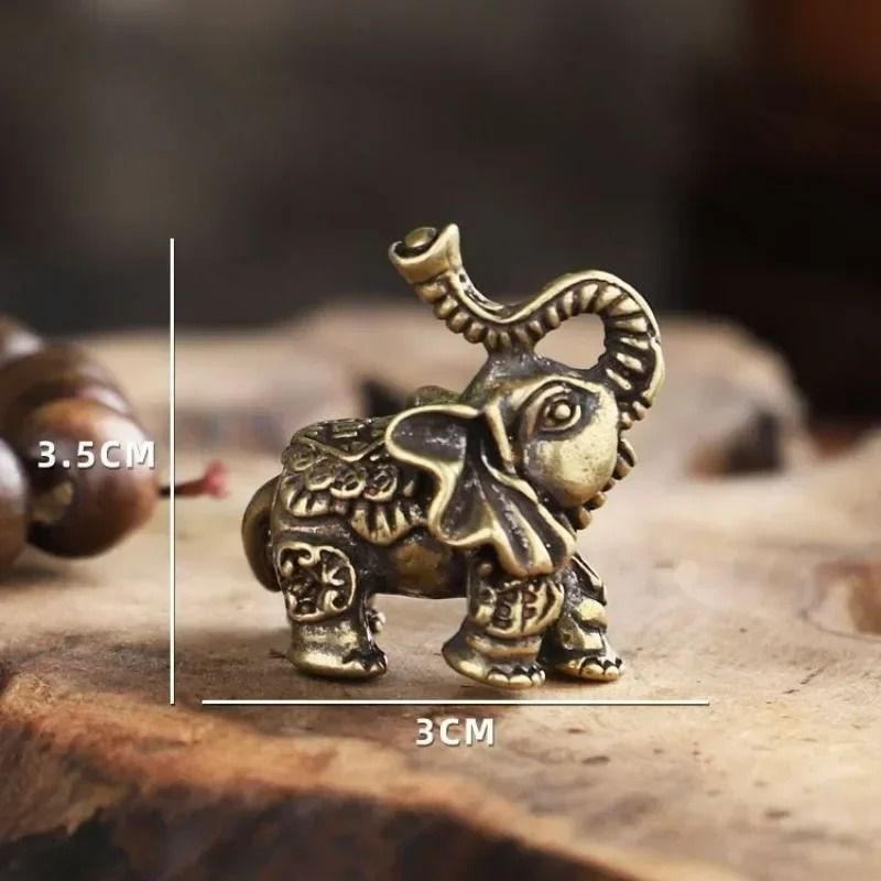 Artisan Solid Brass Elephant | Auspicious Miniature Figurine | Executive Desktop & Home Studio Sanctuary Decor