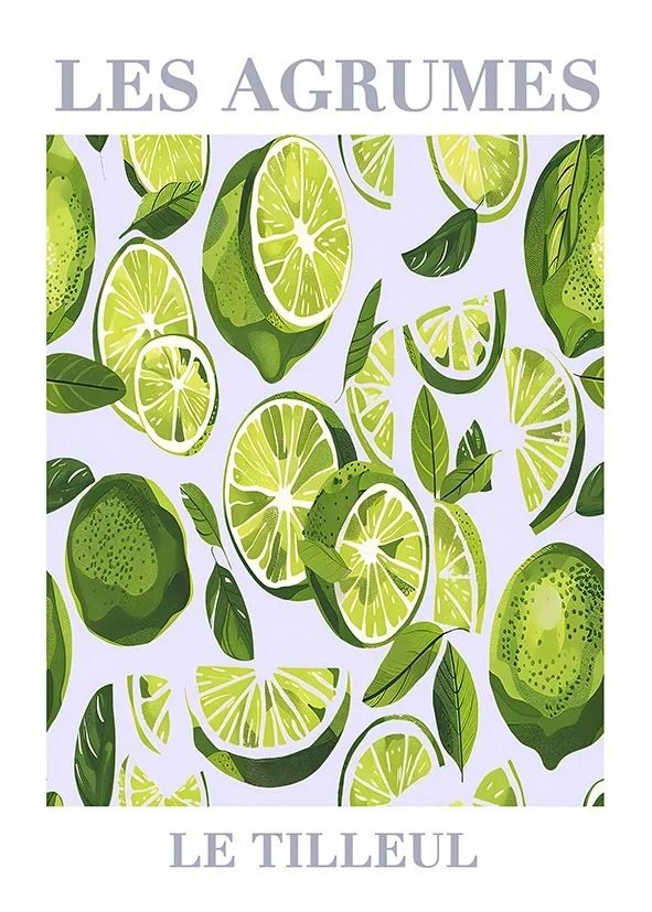 Retro Lemon Canvas Wall Art Botanical Fruit Poster for Kitchen and Living Room
