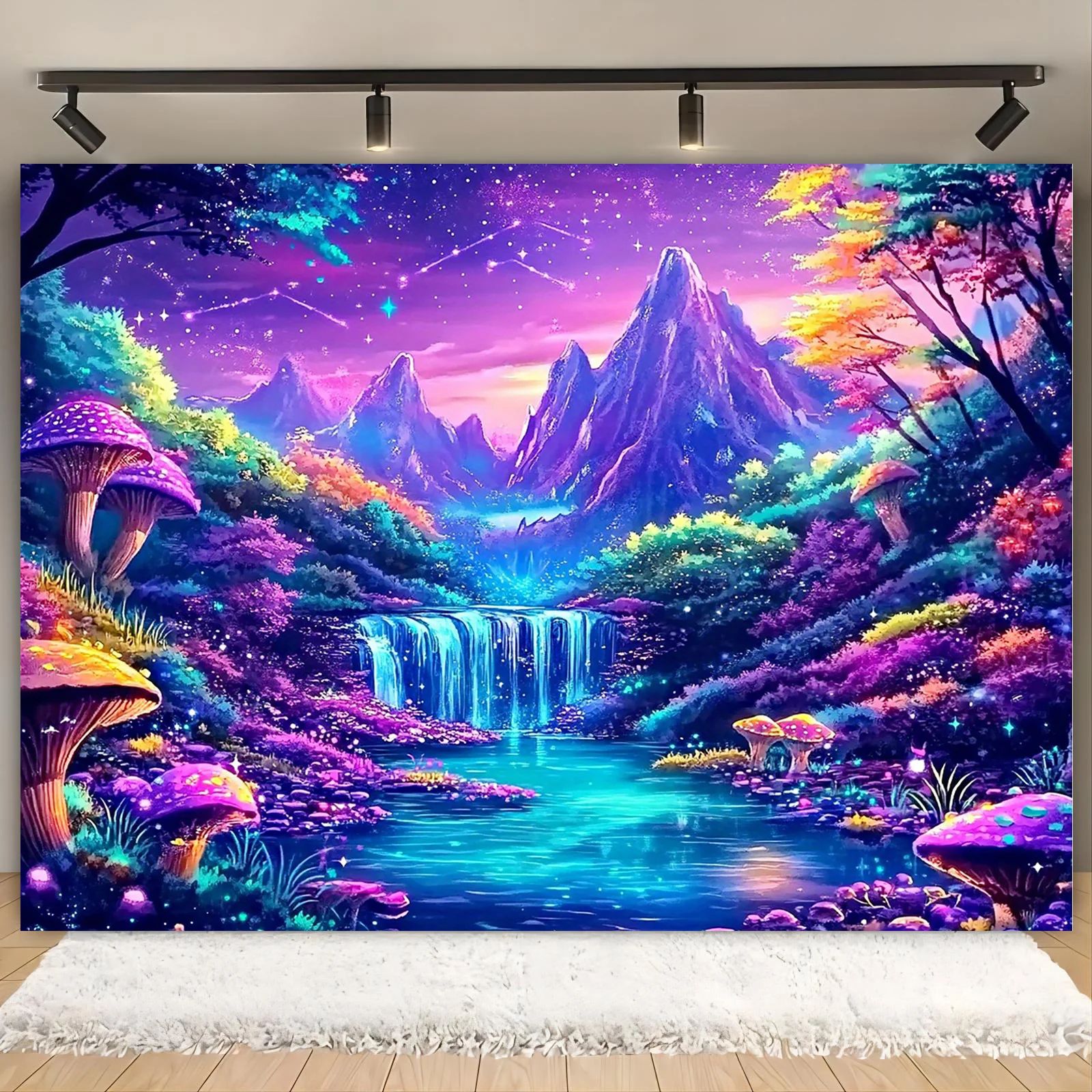 VIKAMA Glow-in-the-Dark Fantasy Forest Tapestry – Luminous Wall Hanging for Bedroom, Dorm & Living Room Decor