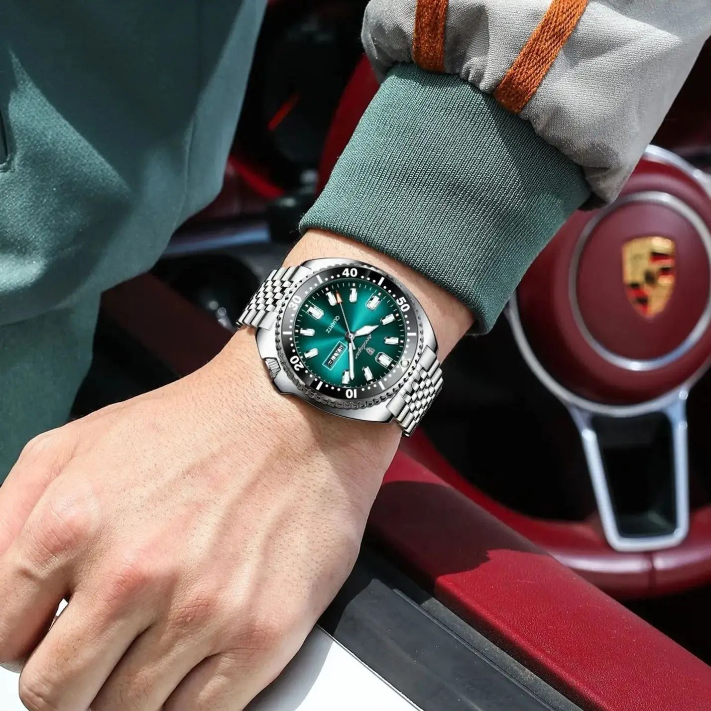 Poedagar Business Men Watch Waterproof Luminous Date Week