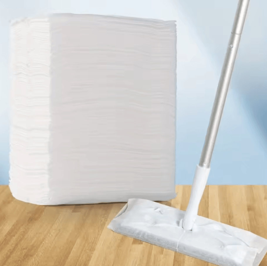 100 Pcs Dust Removal Paper & White Aluminum Pole Flat Dust Mop – Multi-Surface Dry/Wet Floor Cleaner