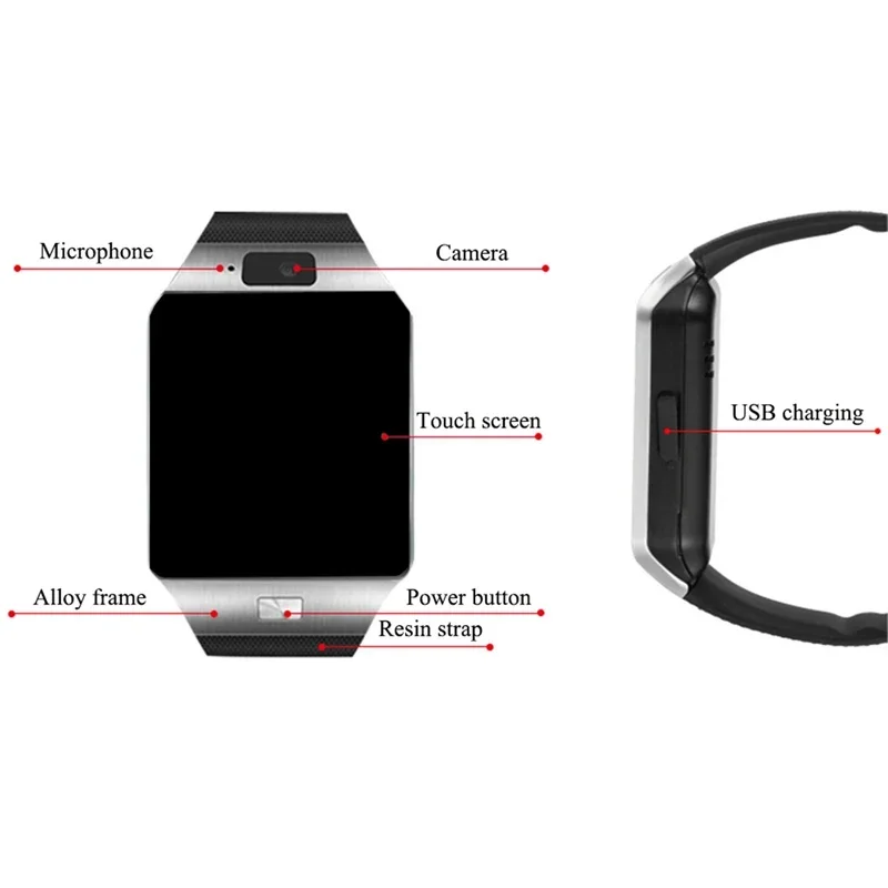Bluetooth Smart Watch with Camera and Waterproof Touchscreen Design