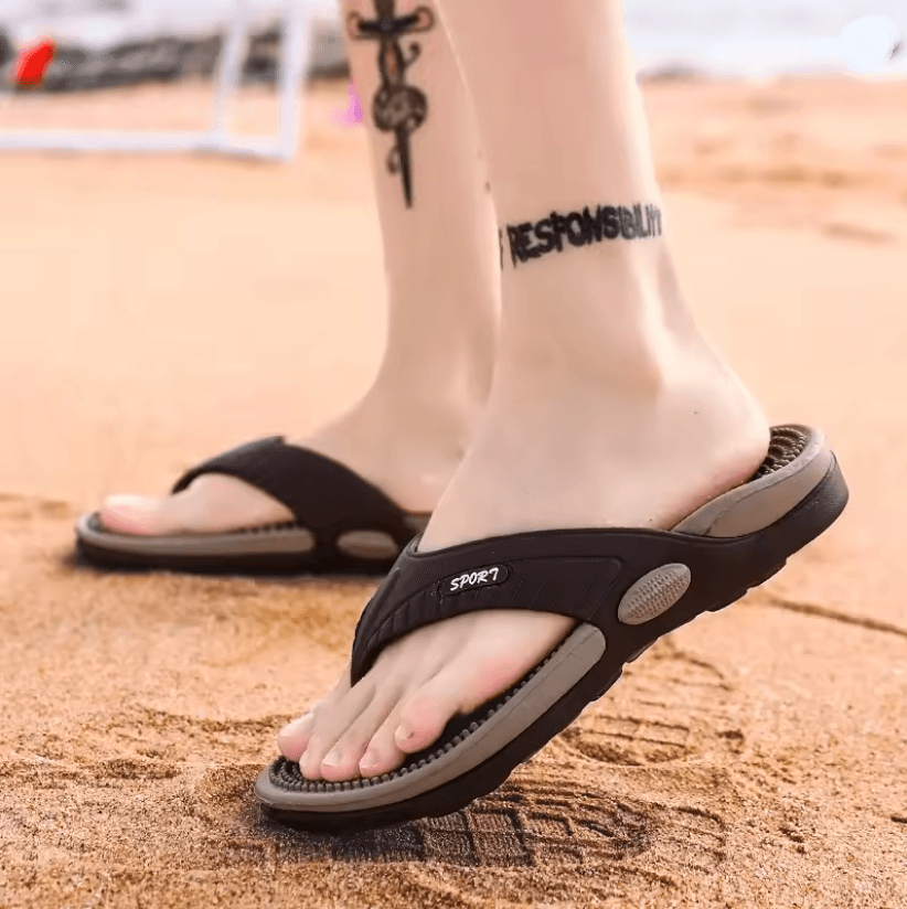 Mens Massage Flip Flops Breathable Summer Beach Sandals with Anti Slip Sole