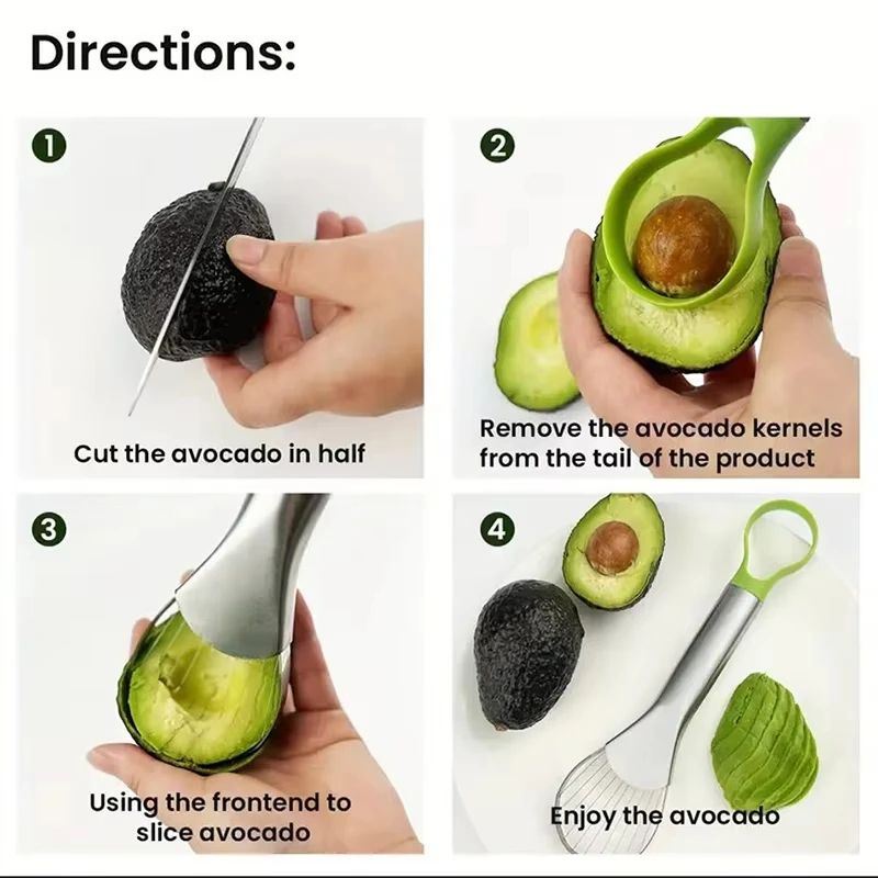 2-in-1 Avocado Slicer & Pitter Stainless Steel Fruit Prep Tool