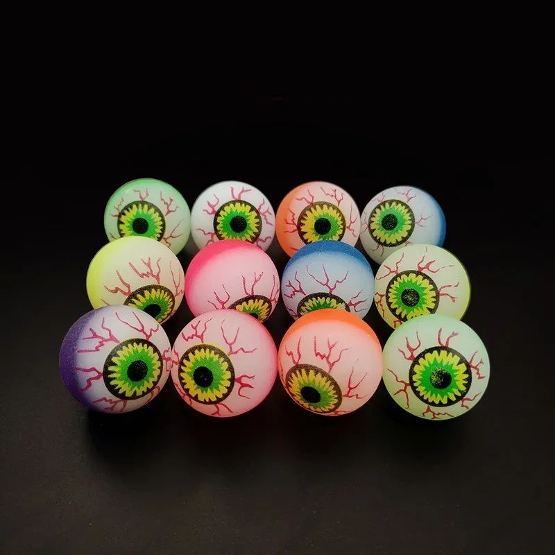 Glow in the Dark Eyeball Bouncy Balls – Luminous Halloween Toy Balls for Kids Party Favors