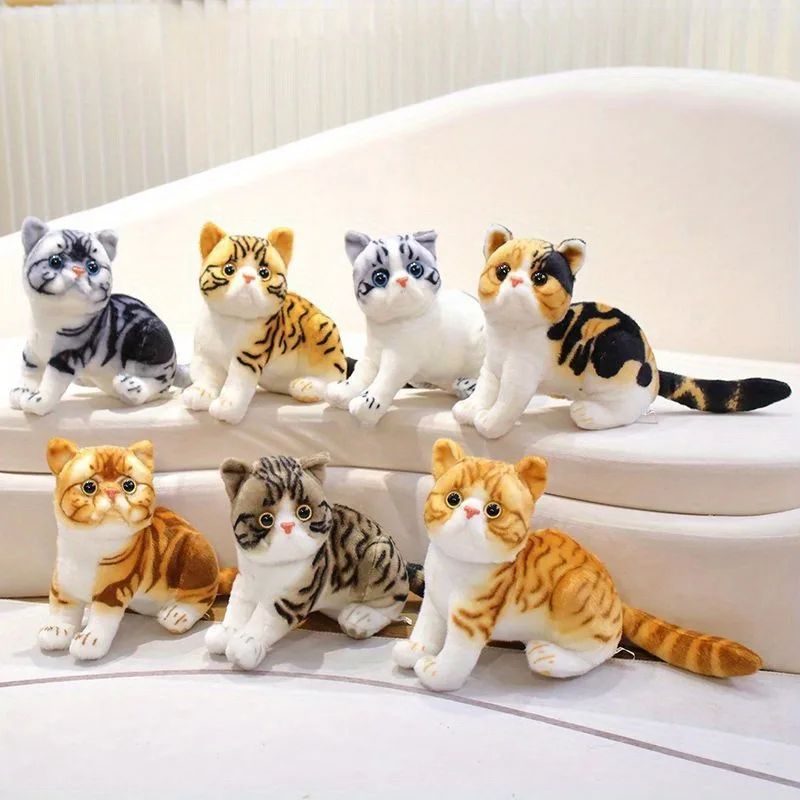 Lifelike American Shorthair Cat Plush Toy - Realistic Stuffed Kitty Doll for Home Decor, Kids, Stress Relief Gift