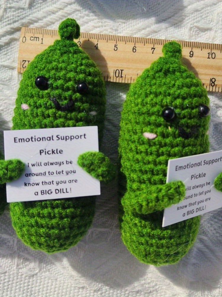 Cute Handmade Plush Cucumber Doll with Positive Message – Perfect Valentines Day Gift for Kids & Couples