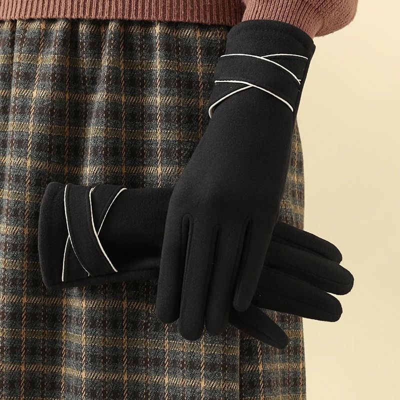 Women Winter Velvet Warm Gloves Windproof Cycling and Driving