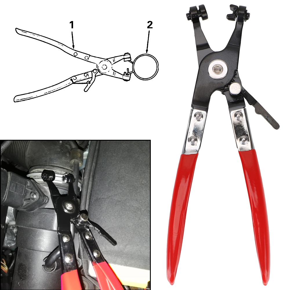 Water Pipe Hose Clamp Removal Pliers, Flat Band Ring Tool for Auto, Truck, Motorcycle & Trailer Repairs