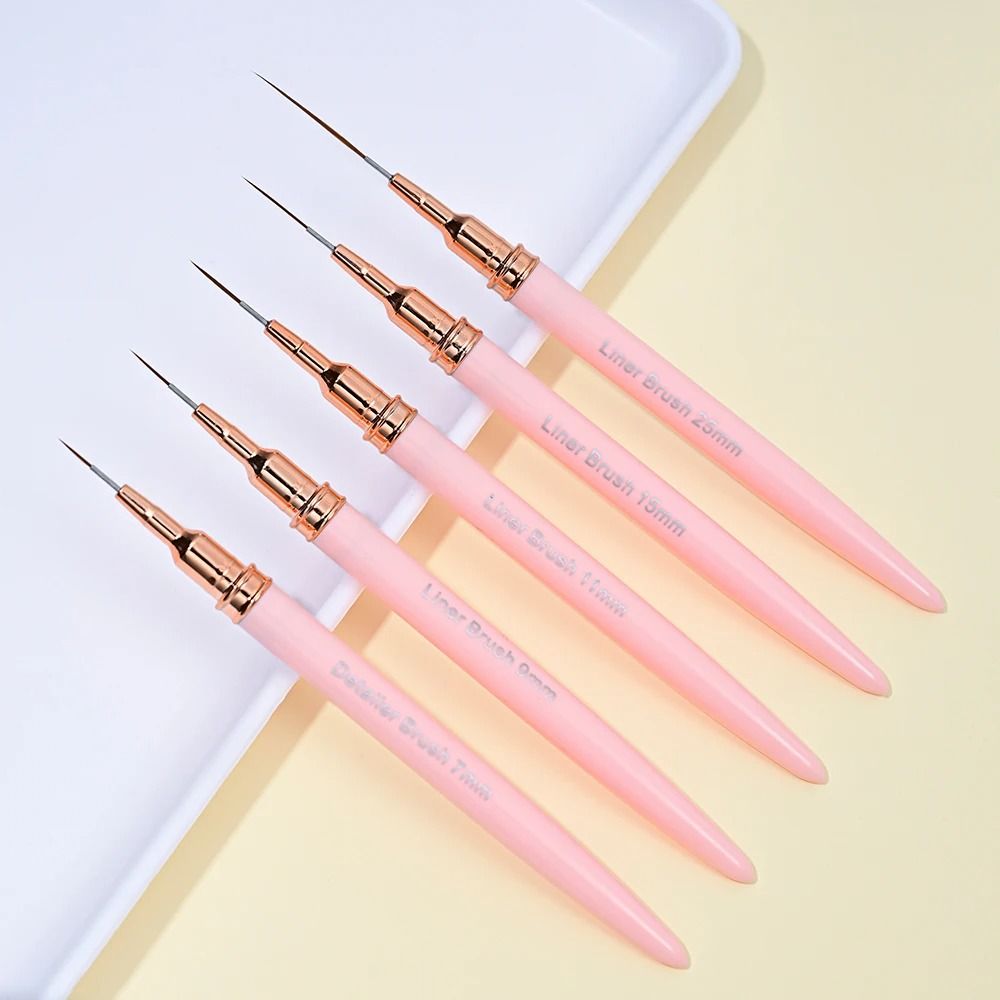 Ultra Thin Pink Nail Art Liner Brushes Set (5 pcs)