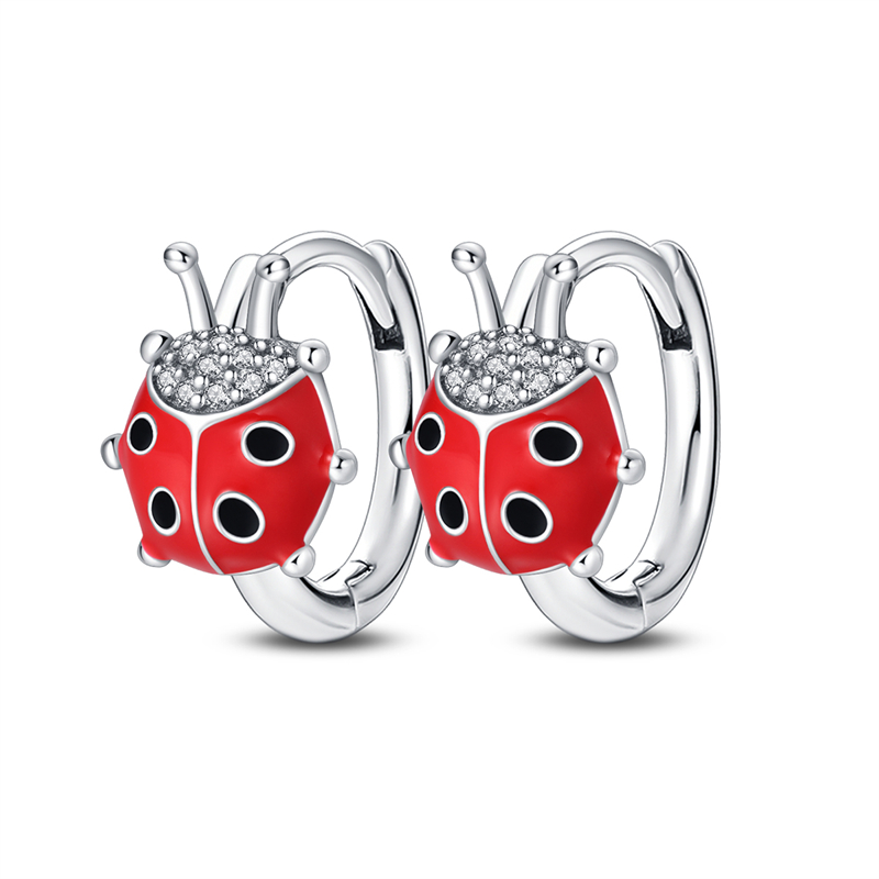 925 Sterling Silver Ladybug Earrings with Pave CZ - Luxury Women's Engagement & Anniversary Fashion Jewelry Gift