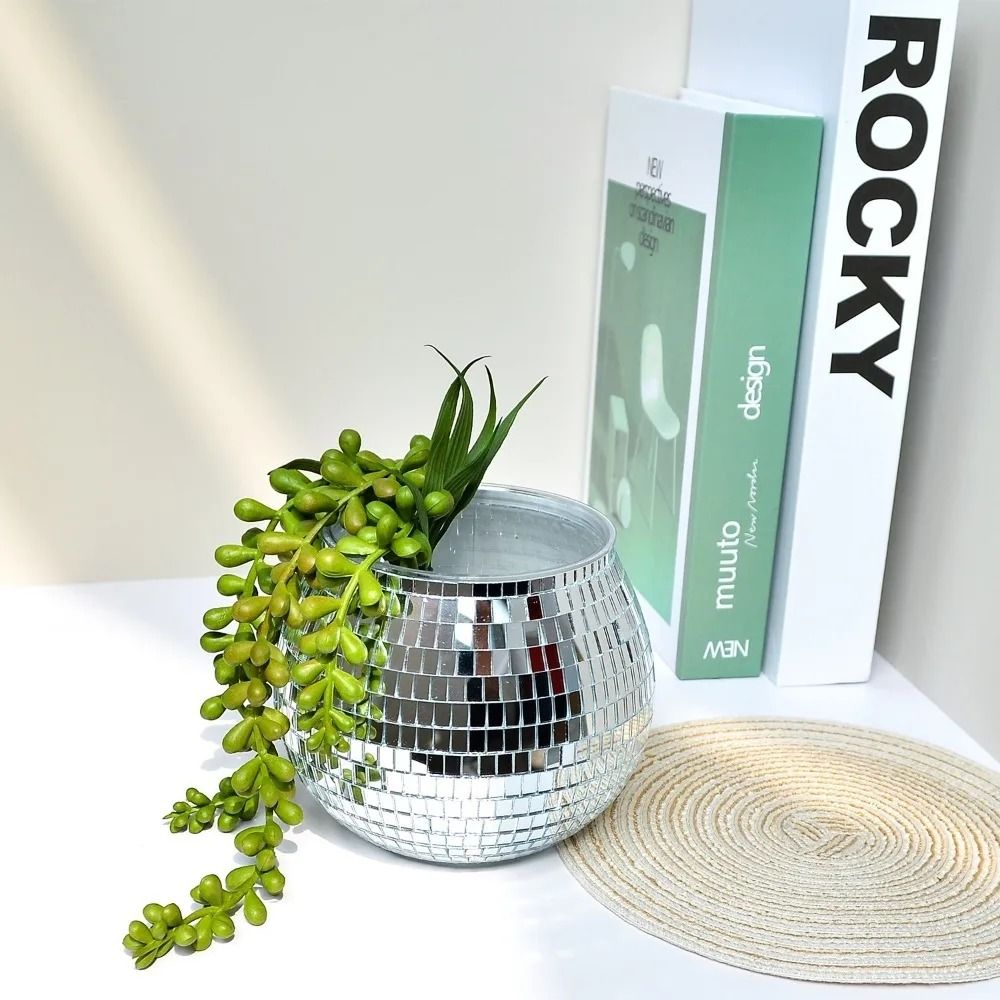 Architectural Disco Planter Gallery | High-Fidelity Mirror-Glass Vase & Professional Reflective Botanical Tech